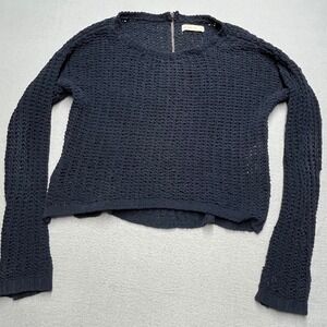 Abercrombie Fitch Navy Blue Textured Knit Quarter Zip Sweater Womens Medium